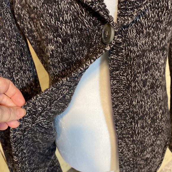 CALVIN KLEIN JEANS CARDIGAN SWEATER BLACK WHITE Flecks ONE Button Size … - Picture 5 of 14